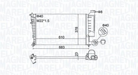 Радіатор двигуна CITROEN XSARA, ZX; PEUGEOT 306 1.1-2.0 03.91-08.05 MAGNETI MARELLI 350213189500 (фото 1)