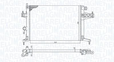 Фото автозапчастини радіатор двигуна OPEL COMBO TOUR, COMBO/MINIVAN, CORSA C, TIGRA 1.4-1.8 09.00- MAGNETI MARELLI 350213191600