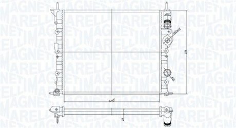 Фото автозапчастини радіатор двигуна DACIA LOGAN, LOGAN EXPRESS, LOGAN MCV, SANDERO, SOLENZA; NISSAN KUBISTAR; RENAULT CLIO II, KANGOO, KANGOO EXPRESS, LOGAN I, MEGANE I, MEGANE I CLASSIC 1.2-2.0 01.96- MAGNETI MARELLI 350213194700