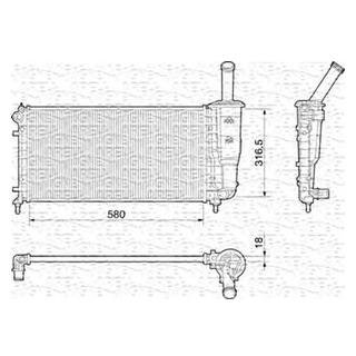 Радиатор двигателя FIAT IDEA, PUNTO 1.2/1.2CNG 09.99- MAGNETI MARELLI 350213196000 (фото 1)