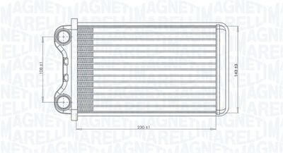 Фото автозапчасти радиатор печки (230x143x42) Audi A4 B6, A4 B7; SEAT EXEO, EXEO ST 1.6-4.2 11.00-05.13 MAGNETI MARELLI 350218472000