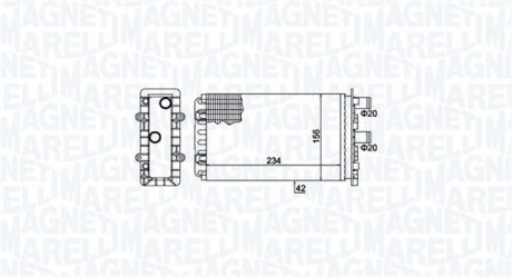Радиатор печки (234x156x42) Volkswagen TRANSPORTER IV 1.8-2.8 07.90-06.03 MAGNETI MARELLI 350218475000