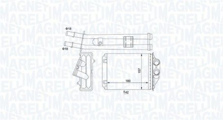 Фото автозапчасти радиатор печки (180×158×42) FIAT 500, 500 C, PANDA; FORD KA 0.9-1.4CNG 09.03- MAGNETI MARELLI 350218491000