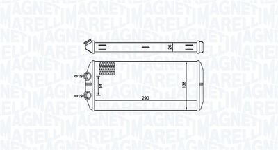 Фото автозапчасти радиатор печки (290x138x26) CITROEN BERLINGO, BERLINGO MULTISPACE, BERLINGO/MINIVAN, C4 GRAND PICASSO I, C4 PICASSO I; PEUGEOT PARTNER, PARTNER TEPEE, PARTNER/MINIVAN 1.1-Electric 07.96- MAGNETI MARELLI 350218497000 (фото 1)