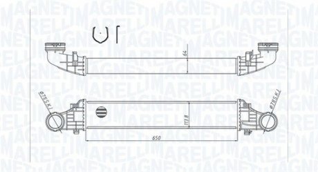 Фото автозапчасти интеркулер MERCEDES E T-MODEL (S211), E (W211) 1.8-3.2D 03.02-07.09 MAGNETI MARELLI 351319204180