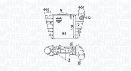 Фото автозапчастини інтеркулер SEAT CORDOBA, IBIZA III; SKODA FABIA I, FABIA I PRAKTIK, FABIA II, ROOMSTER, ROOMSTER PRAKTIK; Volkswagen FOX, POLO, POLO IV 1.4D/1.8/1.9D 01.00- MAGNETI MARELLI 351319204750