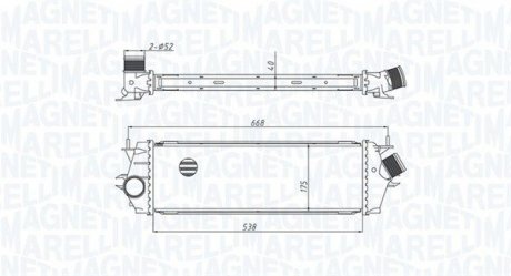 Фото автозапчастини інтеркулер NISSAN PRIMASTAR; OPEL VIVARO A; RENAULT TRAFIC II 2.0D/2.5D 01.06- MAGNETI MARELLI 351319205340