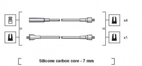 Фото автозапчасти комплект проводов зажигания LADA 1200-1500, 1200-1600, NOVA, TOSCANA; SEAT TERRA 0.9-1.6 01.70-05.12 MAGNETI MARELLI 941318111024