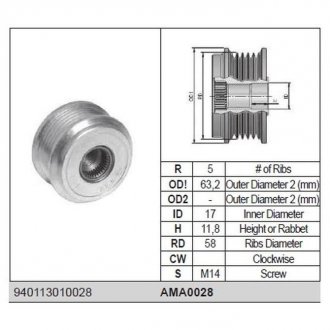 Фото автозапчастини ролик alternatora MAGNETI MARELLI AMA0028