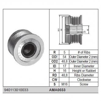 Фото автозапчасти ролик alternatora MAGNETI MARELLI AMA0033