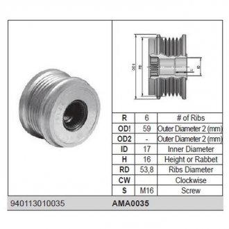 Фото автозапчастини ролик alternatora MAGNETI MARELLI AMA0035