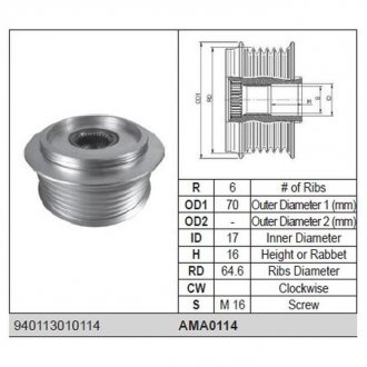 Фото автозапчастини шків генератора AUDI A4, A6 MAGNETI MARELLI AMA0114