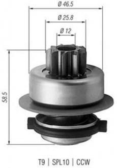 Фото автозапчастини бендикс стартера MAGNETI MARELLI AMB0171 (фото 1)