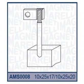 Фото автозапчасти щетки стартера JF 12V,3KW 0 001 367.. 25X10X17 MAGNETI MARELLI AMS0008 (фото 1)