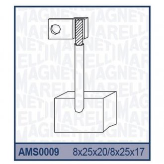 Фото автозапчасти ремкомплект (щетки) стартера (8x25x17)DAF TRUCK FIAT D FORD IVECO LEYLAND MAN MERCEDES OPEL D SCANIA D VOLVO [940113190009] MAGNETI MARELLI AMS0009 (фото 1)