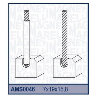 Фото автозапчастини ремкомплект (щетки) стартера DAIHATSU ISUZU MAZDA NISSAN VOLVO [940113190046] MAGNETI MARELLI AMS0046