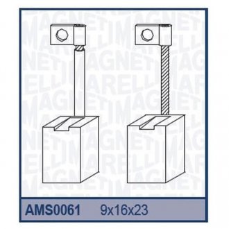 Фото автозапчастини щетки стартера FORD TRANSIT (9x16x23) MARELLI [940113190061] MAGNETI MARELLI AMS0061