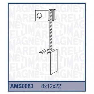 Фото автозапчастини щетки стартера SKODA (8x12x22) Valeo MAGNETI MARELLI AMS0063 (фото 1)