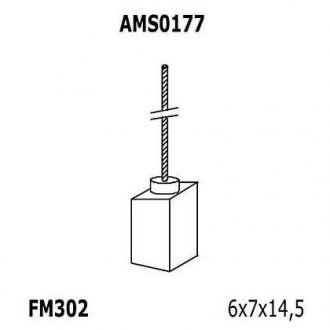 Фото автозапчасти щетки генератора (6x7x14,5) DENSO -MAZDA, SUNNY VAN [940113190177] MAGNETI MARELLI AMS0177
