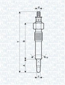 Фото автозапчасти glow plug lancia, opel, peugeot, renault [062583202304] MAGNETI MARELLI UC9A