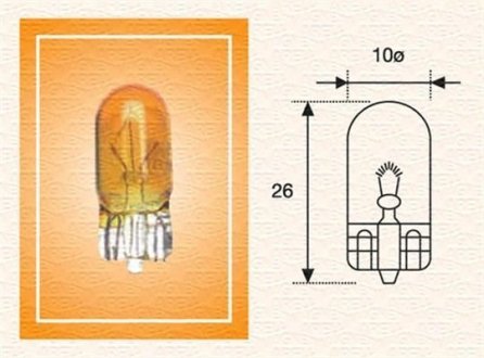 Фото автозапчастини wy5w 12v5w автолампа (желтая) безцокольная (w2,1x9,5d) MAGNETI MARELLI WY5W 12A (фото 1)