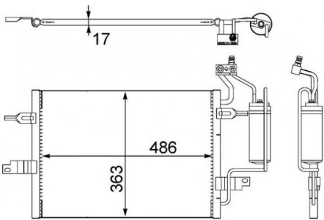 Радiатор кондицiонера OPEL MERIVA A MPV (X03) MAHLE / KNECHT AC 404 000S