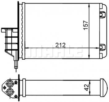Радиатор печки (157x212x42) FIAT SEICENTO / 600 0.9/1.1/Electric 11.97-01.10 MAHLE / KNECHT AH 18 000S