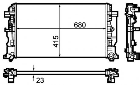 Радіатор двигуна (МКПП) MERCEDES SPRINTER 3,5-T (B906), SPRINTER 3,5-T (B907), SPRINTER 3,5-T (B907, B910), SPRINTER 3-T (B906), SPRINTER 3-T (B907), SPRINTER 3-T (B910, B907) 1.8-3.0D 04.06- MAHLE / KNECHT CR 1710 000P (фото 1)