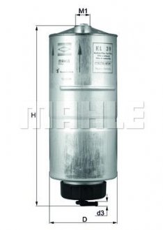 Топливный фильтр AUDI 80, 90 1.6D 09.86-09.91 MAHLE / KNECHT KL 39 (фото 1)