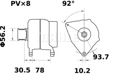 Фото автозапчасти генератор MAHLE / KNECHT MG38