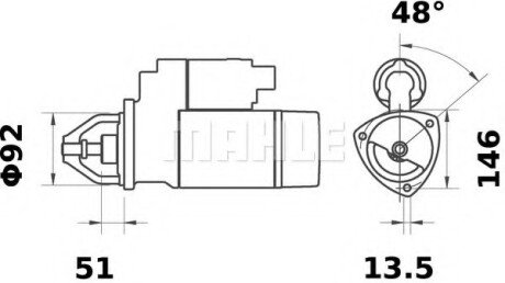 Фото автозапчасти стартер MAHLE / KNECHT MS117