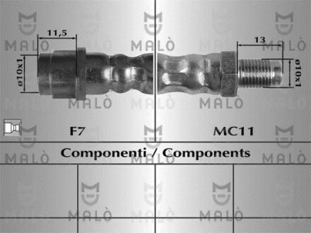 Фото автозапчастини шланг гальмівний MALO 80236