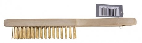 Щітка дротяна (3 ряди, дерев'яна ручка, сталь - латунь (BS) 37,5x23x29см) MAMMOOTH MMT A169 342