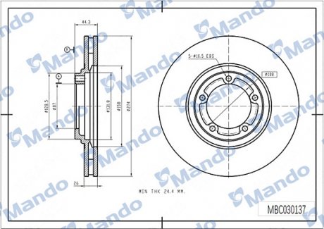 Фото автозапчасти диск тормозной MANDO MBC030137