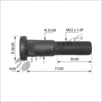 Фото автозапчасти болт колеса FRUEHAUF M22*1.5*73 (AJA0491002) Mansons 300530