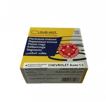 Кільця поршневі Chevrolet Aveo 76.5mm STD 1.5-1.5-2mm MAR-MOT 402470003