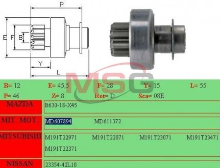 Фото автозапчасти бендикс стартера 2335442L10 Nissan Mario Ghibaudi 1678