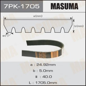 Ремень поликлиновой MASUMA 7PK1705