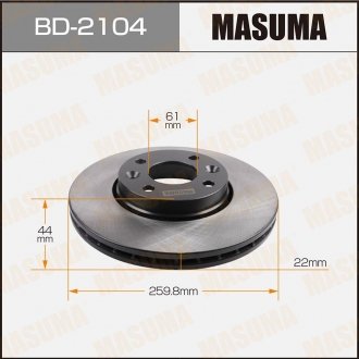 Диск тормозной передний Nissan Micra (02-10), Note (06-16) (Кратно 2 шт) MASUMA BD2104 (фото 1)