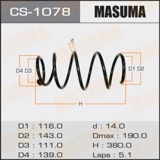 Фото автозапчастини пружина передня Camry ACV30 2.4 01-06 MASUMA CS1078