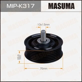 Ролик обводной ремня привода навесного оборудования, R, R2.0, R2.2 MAS MASUMA MIPK317 (фото 1)