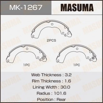 Колодка тормозная барабанная MASUMA MK1267 (фото 1)