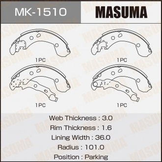 Колодка тормозная барабанная MASUMA MK1510