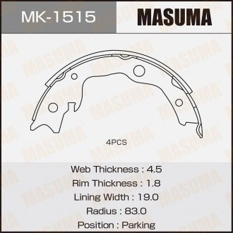 Колодка тормозная барабанная MASUMA MK1515 (фото 1)