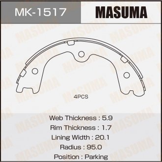 Колодка тормозная барабанная MASUMA MK1517 (фото 1)