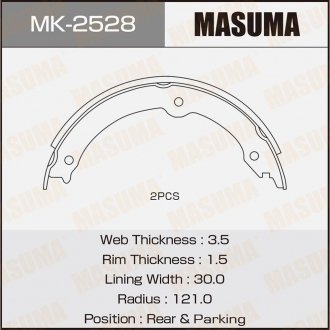 Колодка тормозная барабанная MASUMA MK2528 (фото 1)