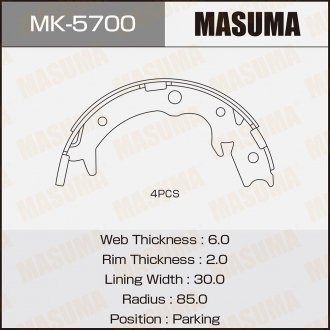 Колодки барабанные парковочные (к-т 4шт) MASUMA MK5700