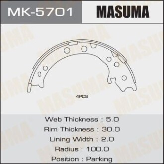 Фото автозапчасти колодки тормозные стояночного тормоза MASUMA MK5701