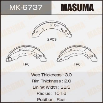 Колодка тормозная барабанная MASUMA MK6737 (фото 1)