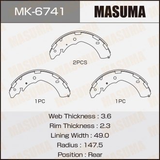 Колодка тормозная барабанная MASUMA MK6741